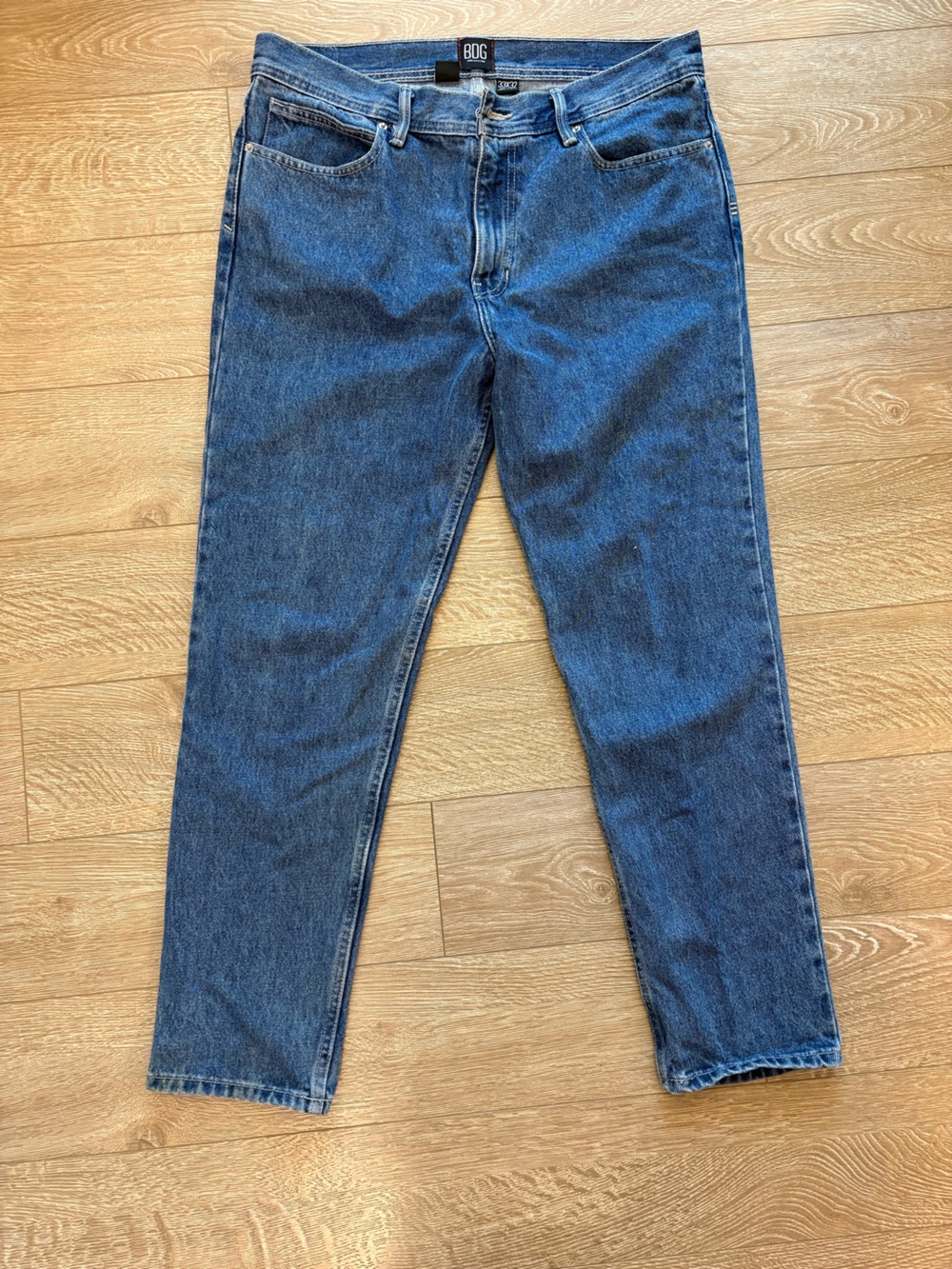 BDG Men's Slim Straight Jeans in Mid Blue Denim